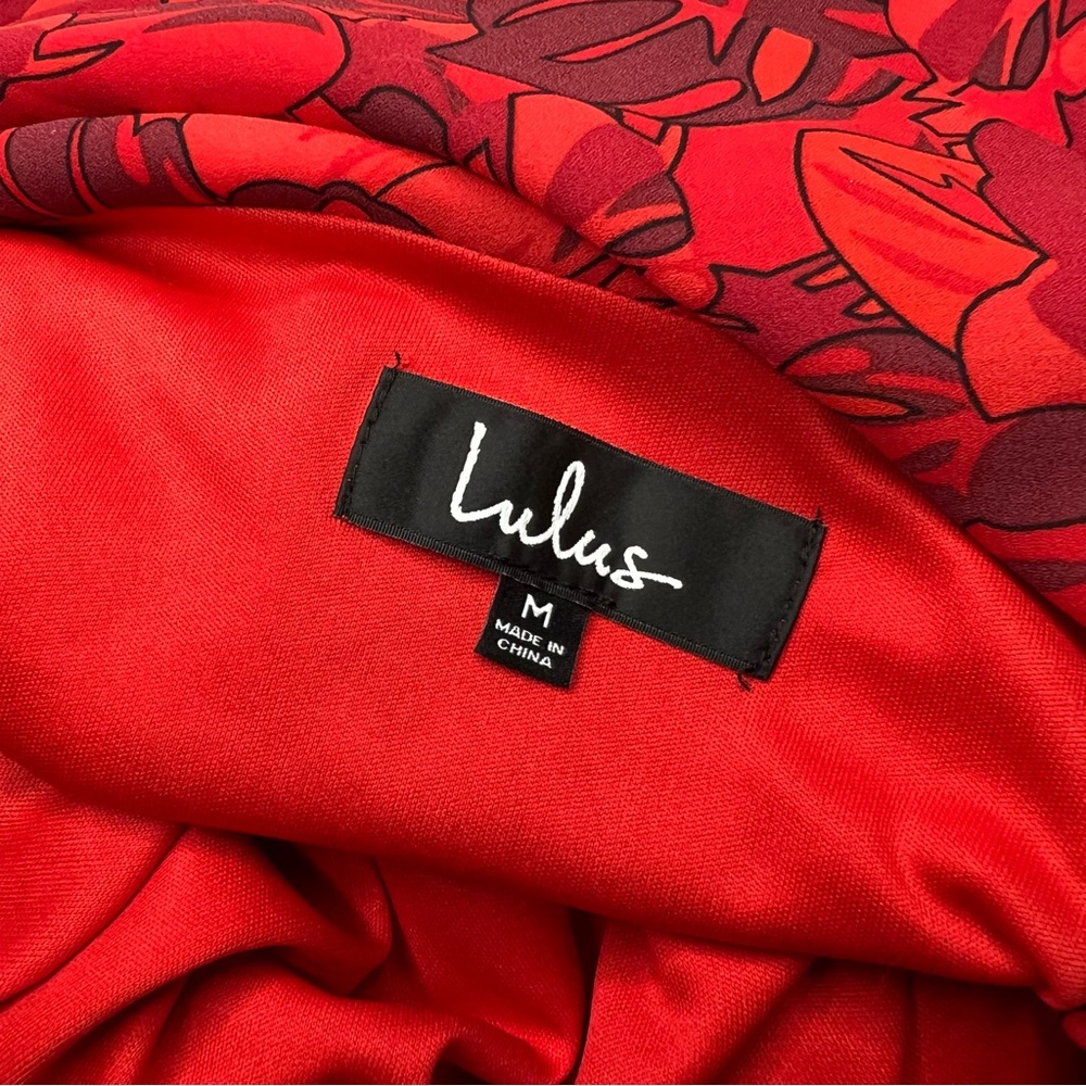 Lulu’s Sunset The Mood Red Floral Lace Up Maxi Dress Size Medium NWOT Wedding - Picture 14 of 15